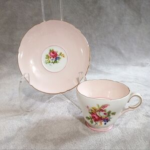 Shelley England Bone China Hulmes Rose Pink Demitasse Cup and Saucer